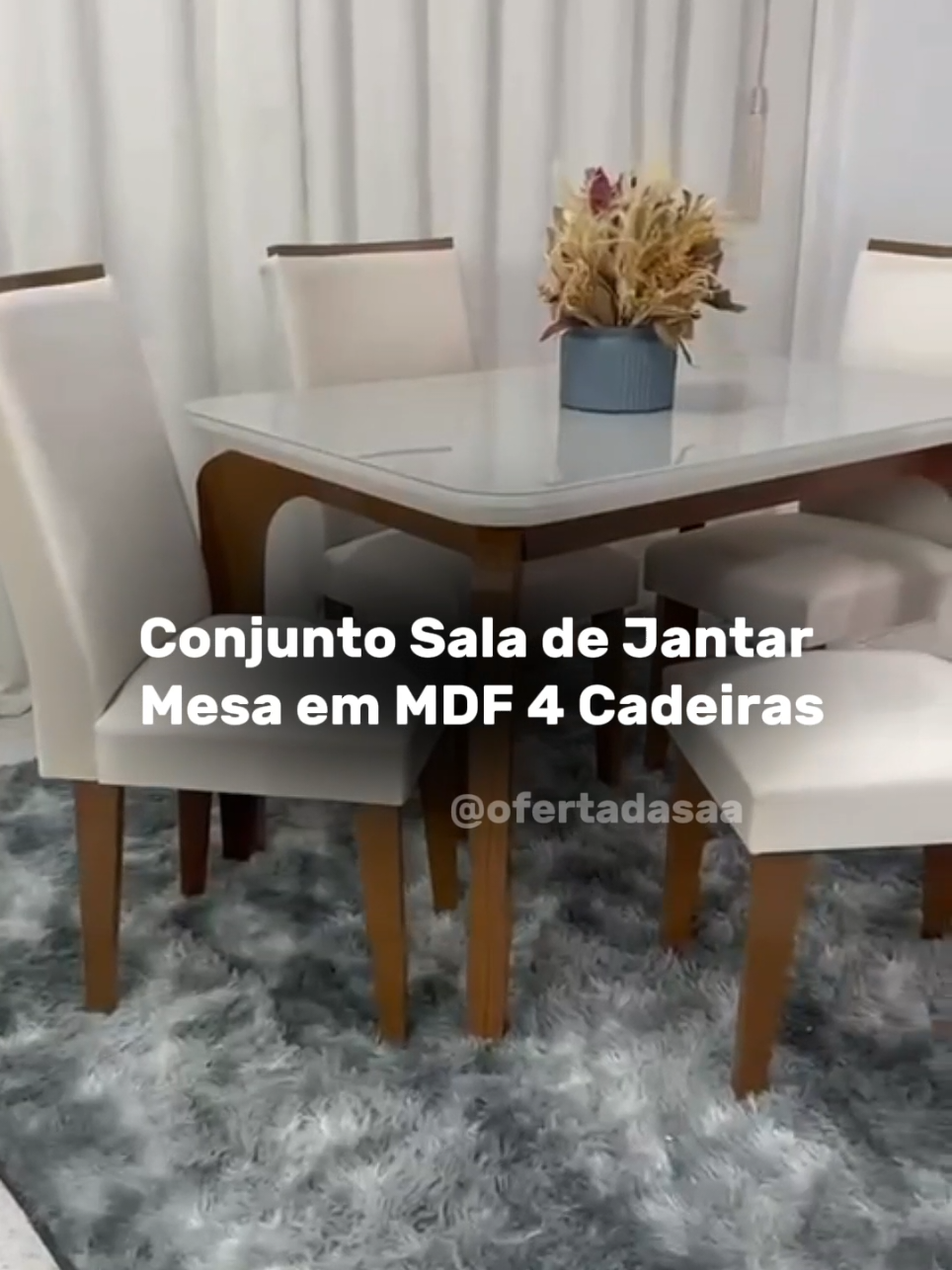 Conjunto Sala de Jantar Mesa Liz 120cm em MDF 4 Cadeiras ✨️🏡 O conjunto de sala de jantar mais lindo que já vi! 🥰 #donadecasa #casa 