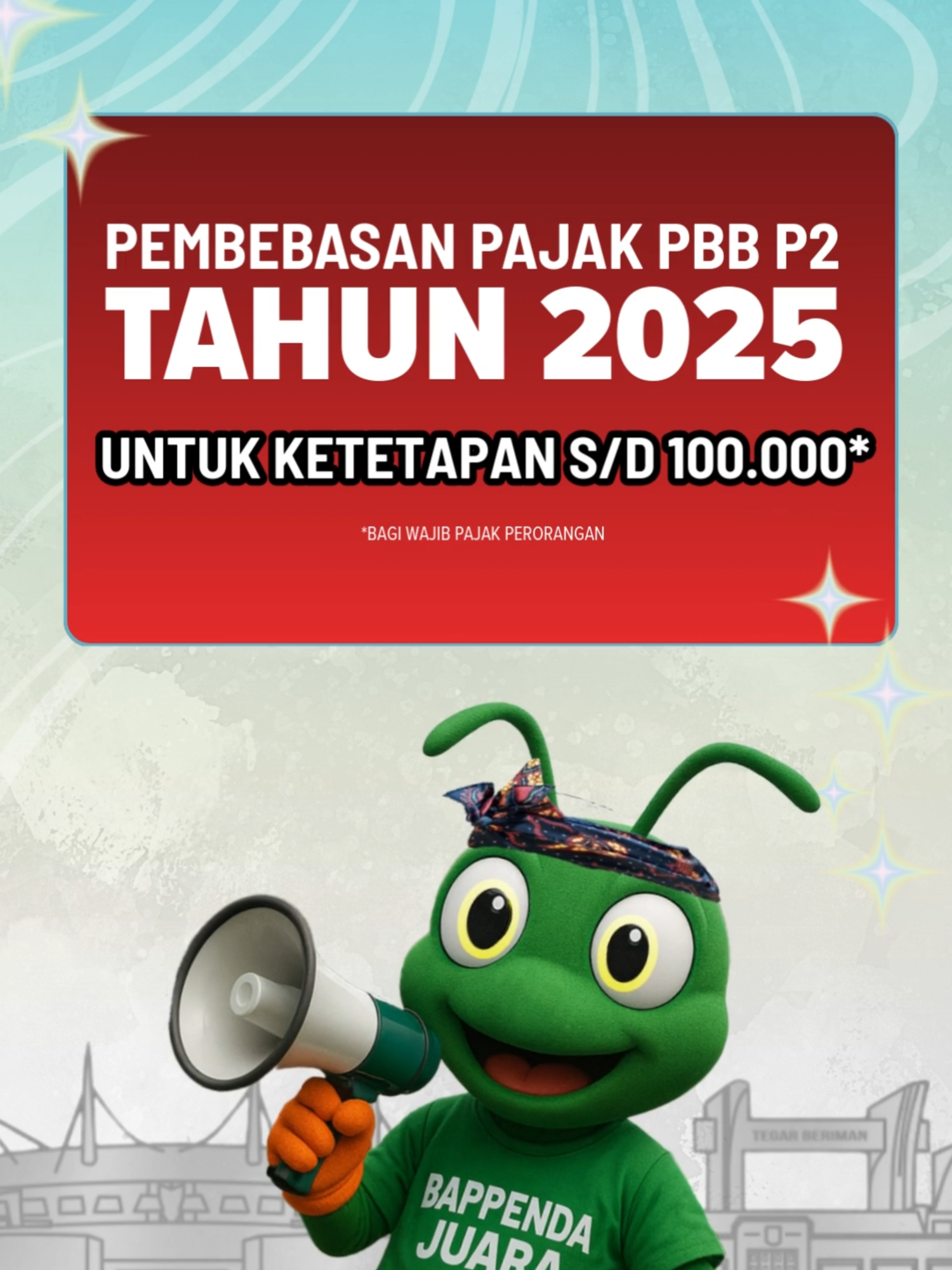 Kabar baik untuk warga Kabupaten Bogor. Dalam rangka meringankan beban masyarakat, Pemerintah Kabupaten Bogor kembali memberikan relaksasi PBB P2 mulai tanggal 1 September 2025 sampai 31 Desember 2025: - Diskon 100% untuk PBB P2 tahun 1994 s/d 2011 *dengan syarat lunas PBB P2 tahun 2025 - Penghapusan denda semua tahun pajak Selain itu, pembebasan pajak PBB P2 untuk ketetapan hingga Rp100.000 bagi wajib pajak perorangan terus diberlakukan tanpa batas waktu. Pembayaran dapat dilakukan melalui bank BJB, bank BRI, bank BCA, marketplace, hingga minimarket terdekat. #BappendaJuara #KabupatenBogor #Bappendakabbogor #kutaudayawangsa #Bogoristimewa