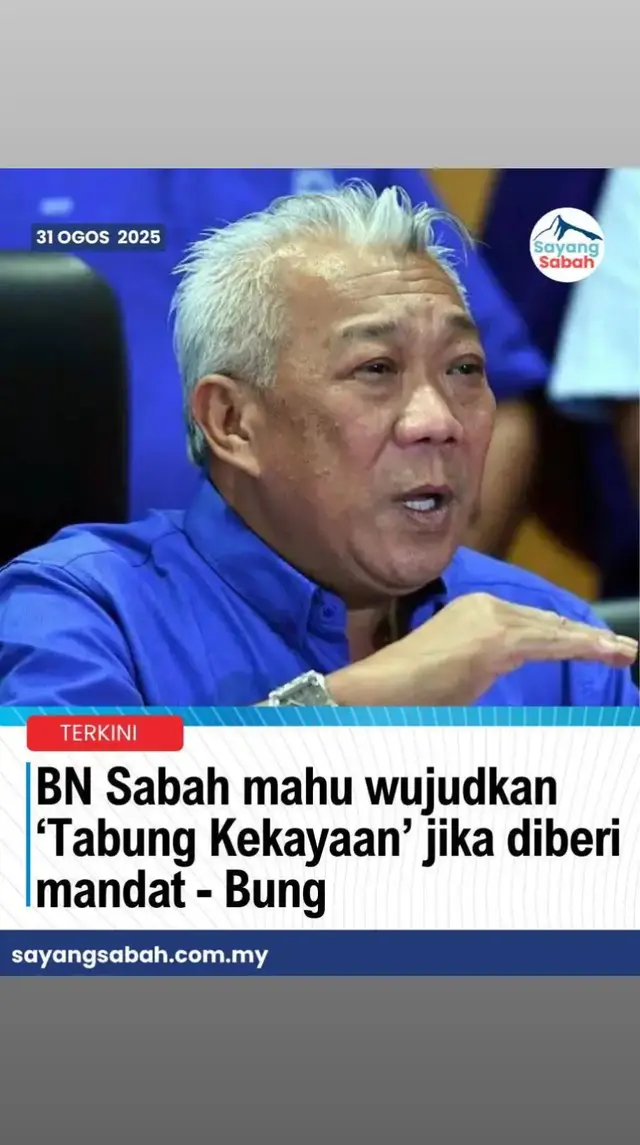 KOTA KINABALU: Pengerusi BN Sabah, Datuk Seri Bung Moktar Radin bercadang untuk mewujudkan 'Tabung Kekayaan Rakyat Negeri Sabah' untuk rakyat negeri ini sekiranya diberi mandat dalam Pilihan Raya Negeri ke-17 (PRN17) tahun ini. Pautan berita penuh di ruangan komen....