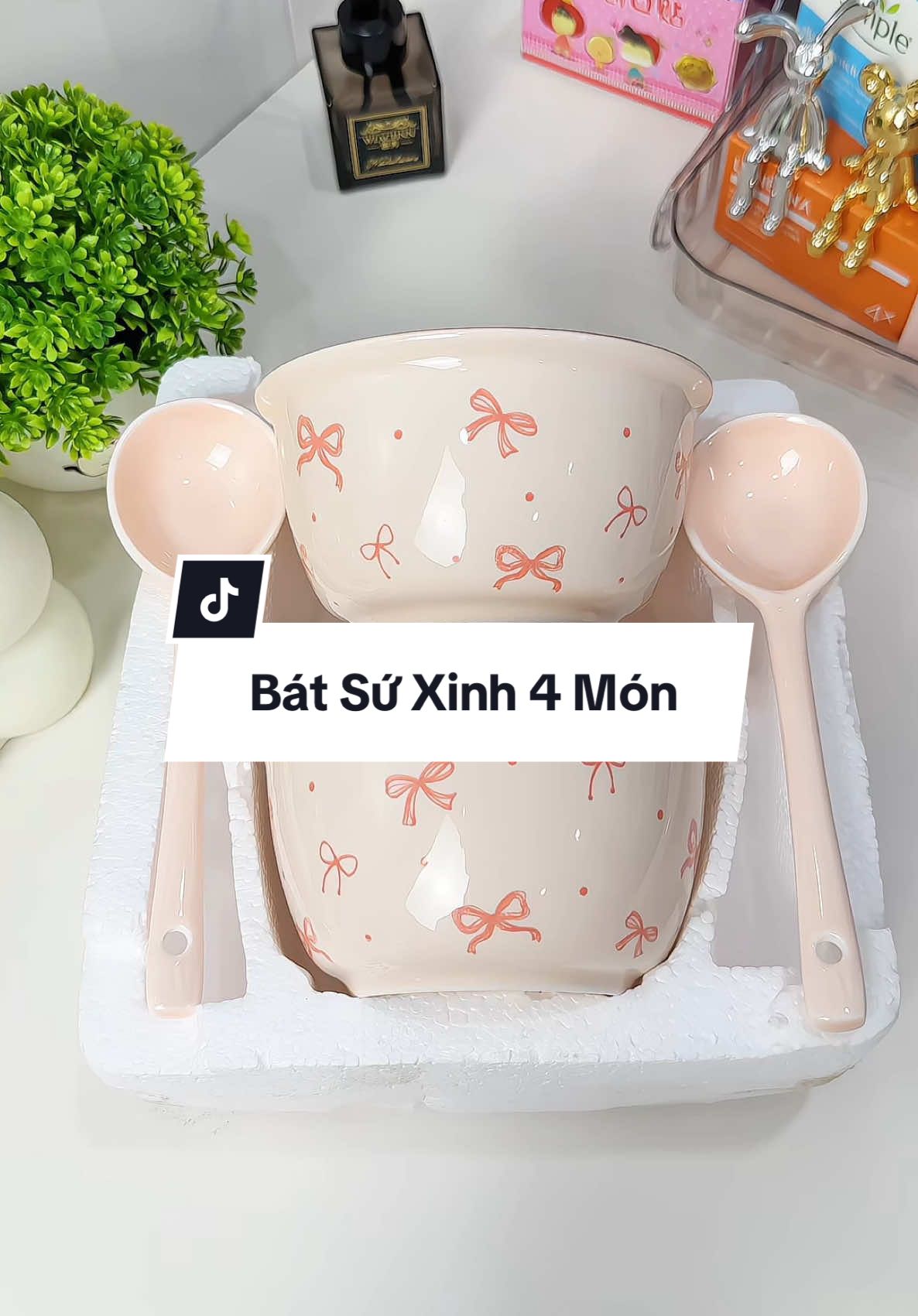 Bát sứ 4 món dễ thương , có nhiều mẫu #batxinh #batsucute #batancom #batsu #linhnariviu 