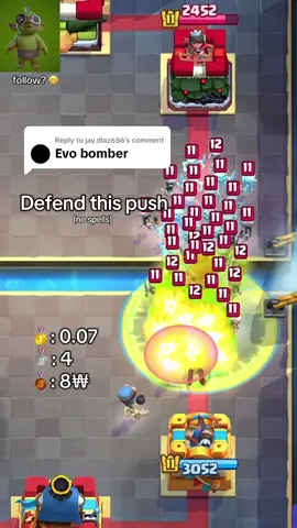 Replying to @jay.diaz686 Can Evo Bomber defend this push? 🤔 #clashroyale #clashroyaledaily #clashroyalemoments #clashroyalememes 