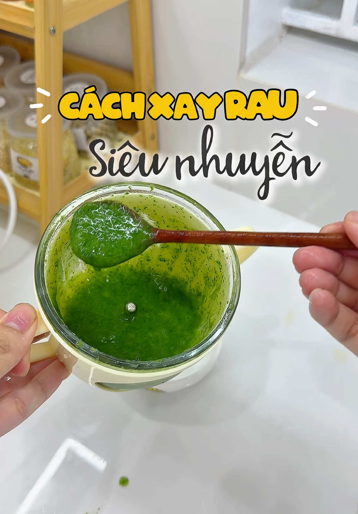 Bí quyết để xay rau nhuyễn mịn không lợn cợn xơ cho bé ăn dặm nha các mom ơi #andamcungbe #lamme #nuoicon #vaobep #yeucon 