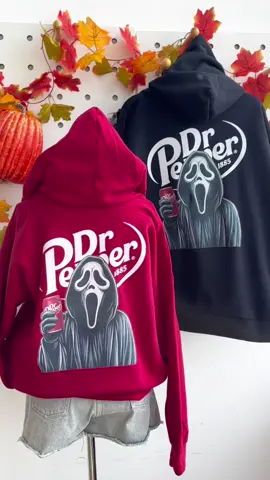 Which one looks best for the Ghostface Dr Pepper Hoodie - Black or Maroon? 🎃🎃🎃 #drpepperhoodie #halloweenhoodie #ghostfacehoodie #ghostfacehalloween #drpepperhalloween 