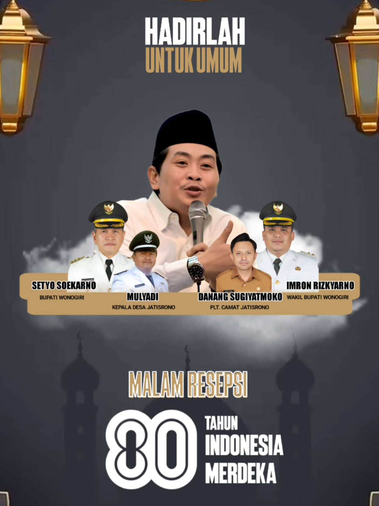 🇮🇩✨ Malam Resepsi 80 Tahun Indonesia Merdeka ✨🇮🇩 Bersama Al-Mukarrom KH. Anwar Zahid (Abah Anza) 📅 Senin Pon, 8 September 2025 🕖 Pukul 18.30 WIB (Ba’da Maghrib) 📍 Lapangan Sepak Bola Desa Jatisrono Mari kita syukuri nikmat kemerdekaan dengan dzikir, doa, dan tausiyah penuh makna. Hadirilah, ajak keluarga, sahabat, dan masyarakat sekitar untuk bersama-sama memeriahkan momen istimewa ini. 🌙 “Kemerdekaan bukan hanya diraih dengan perjuangan, tetapi juga dijaga dengan iman, doa, dan persatuan.” 🤝 Didukung oleh segenap panitia, sponsor, dan masyarakat Desa Jatisrono. #80TahunIndonesiaMerdeka #PengajianAkbar #KHAwarZahid #AbahAnza #karangtaruna 