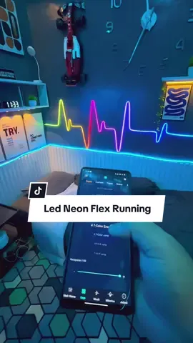 Lampu led neon flex running, motif detak jantung bisa connect Hp #ledneonflex #lampurunning #neonflex #kamaraesthetic 