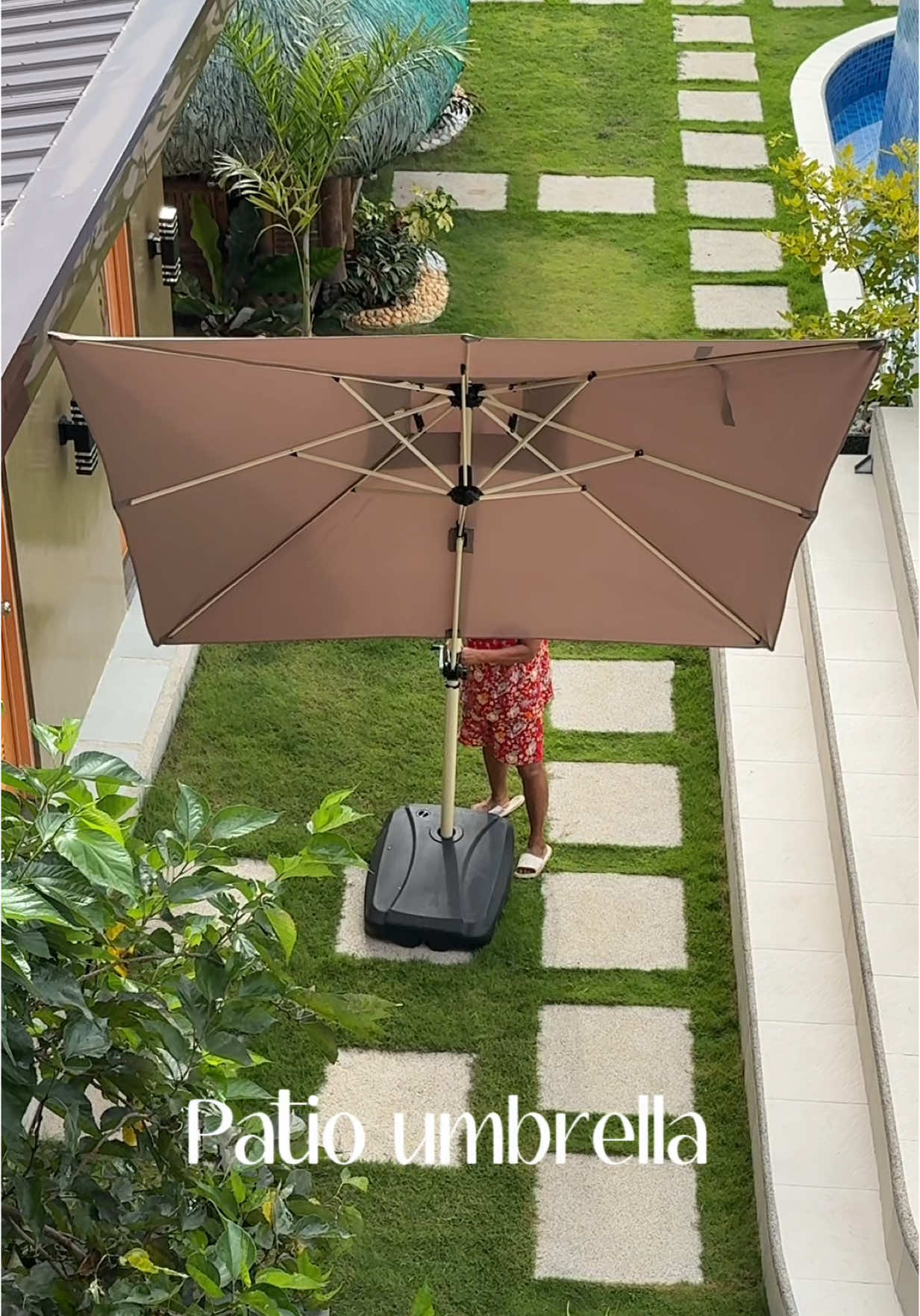Ang ganda talaga lakas maka beach resort eh. #patioumbrella #foldable #garden 