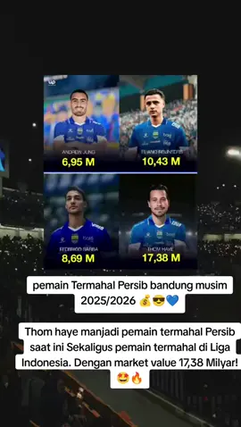 PERSIB BANGKRUT BANYAK REKRUT 🤣 pemain Termahal Persib bandung musim 2025/2026 💰😎💙 Thom haye manjadi pemain termahal Persib saat ini Sekaligus pemain termahal di Liga Indonesia. Dengan market value 17,38 Milyar! 🤩🔥 #viraltiktok #persib #bandung #indonesia 