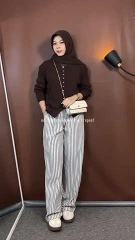 rekomendasi celana stripe #celanawanita #kulot #cardigan #outfitideas #fyp 