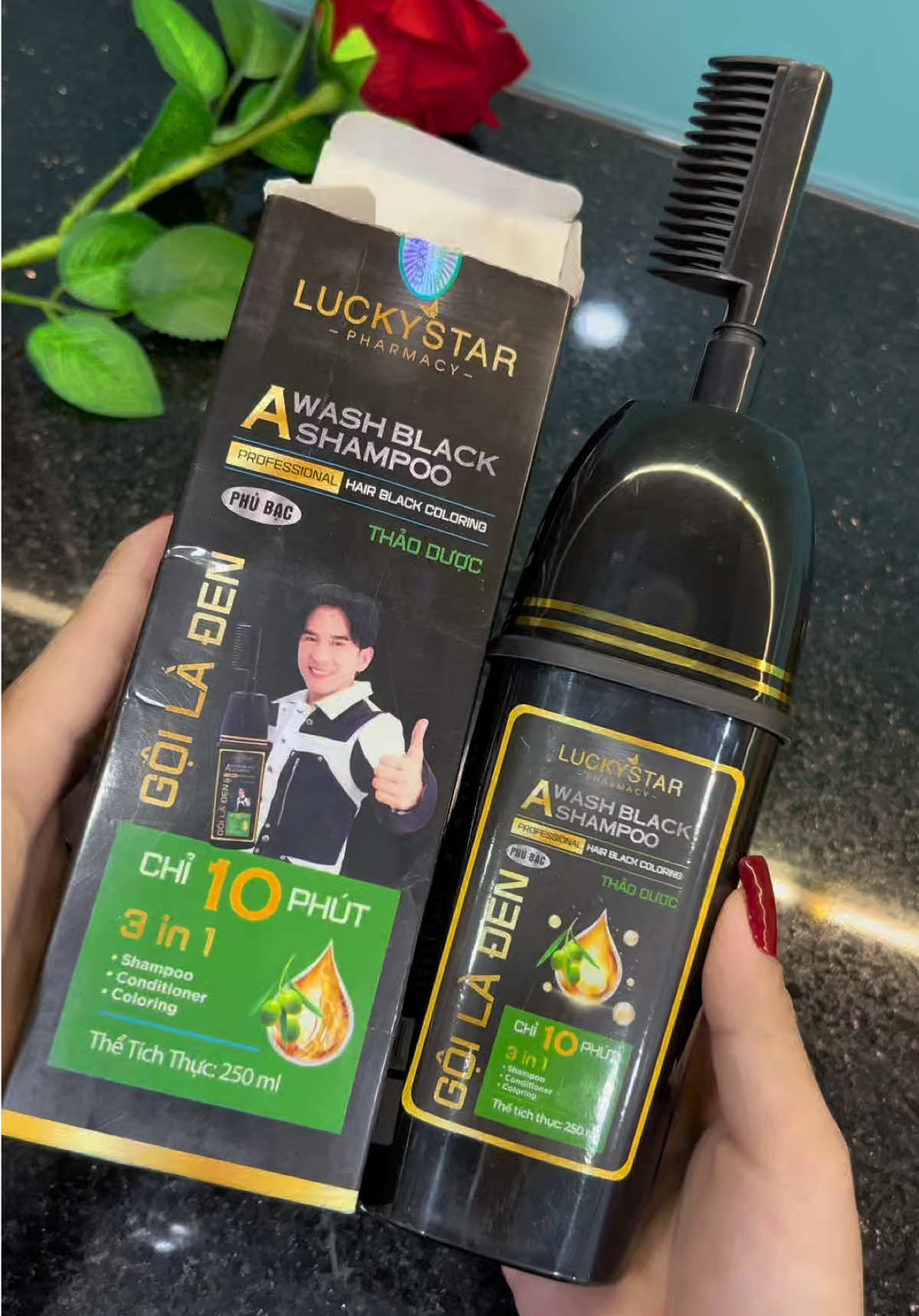 Dầu gội phủ bạc Thảo dược Luckystar gội là đen##emkieutaphoa##daugoiphubac##luckystar##saledaugoiphubac