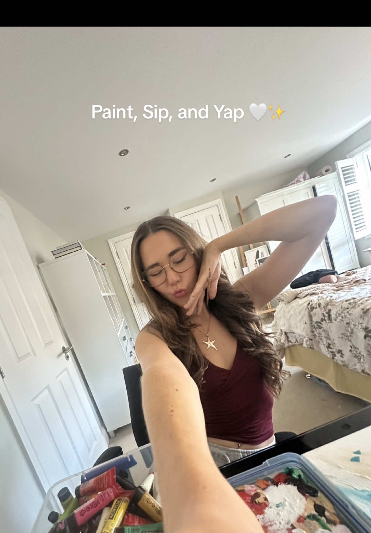 Paint sip and yap 🤍✨ #fyp #selflove #selfhelp 