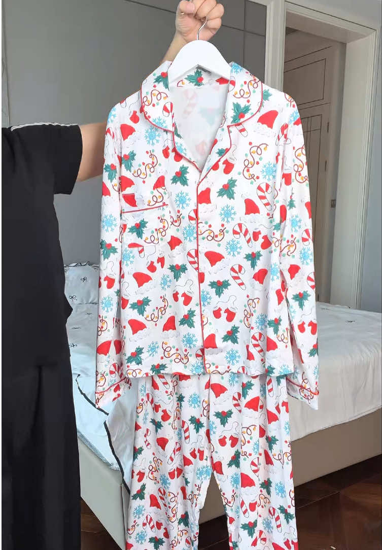 2-piece Autumn/winter Christmas print shirt & short sleepwear #pajama #sleepwear #tiktokshop #christmas #christmas2025 