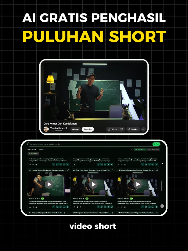 AI penghasil puluhan video short. Khusus Clipper🤫 ✅️ Follow akun ini untuk level up editing clippingan kamu 🫵 #videoediting #aitools  #editingvideo #timothyronald 