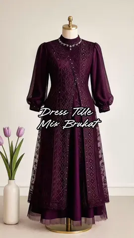 dress tille mix brukat #dress #dresskondangan #dresscantik #bajubridesmaid #fyp 