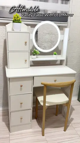 Mura na, Matibay pa! Vanity table na may LED light at storage 💕 #vanitymirror #vanitymirrorwithlights #vanitytable #vanitycabinet #vanitymakeup   