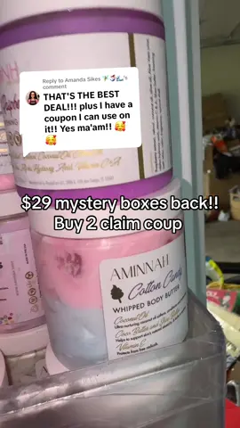 Replying to @Amanda Sikes 🧚🏼‍♂️🧜🏼‍♀️🌊 $29 mystery boxes are back!  Limited time! Laborday sale ! Buy 2 claim coupon no shipping fee @AMINNAH SKINCARE #aminnahskincare #mysterybox #skincare #bodybutter #bodyserum 