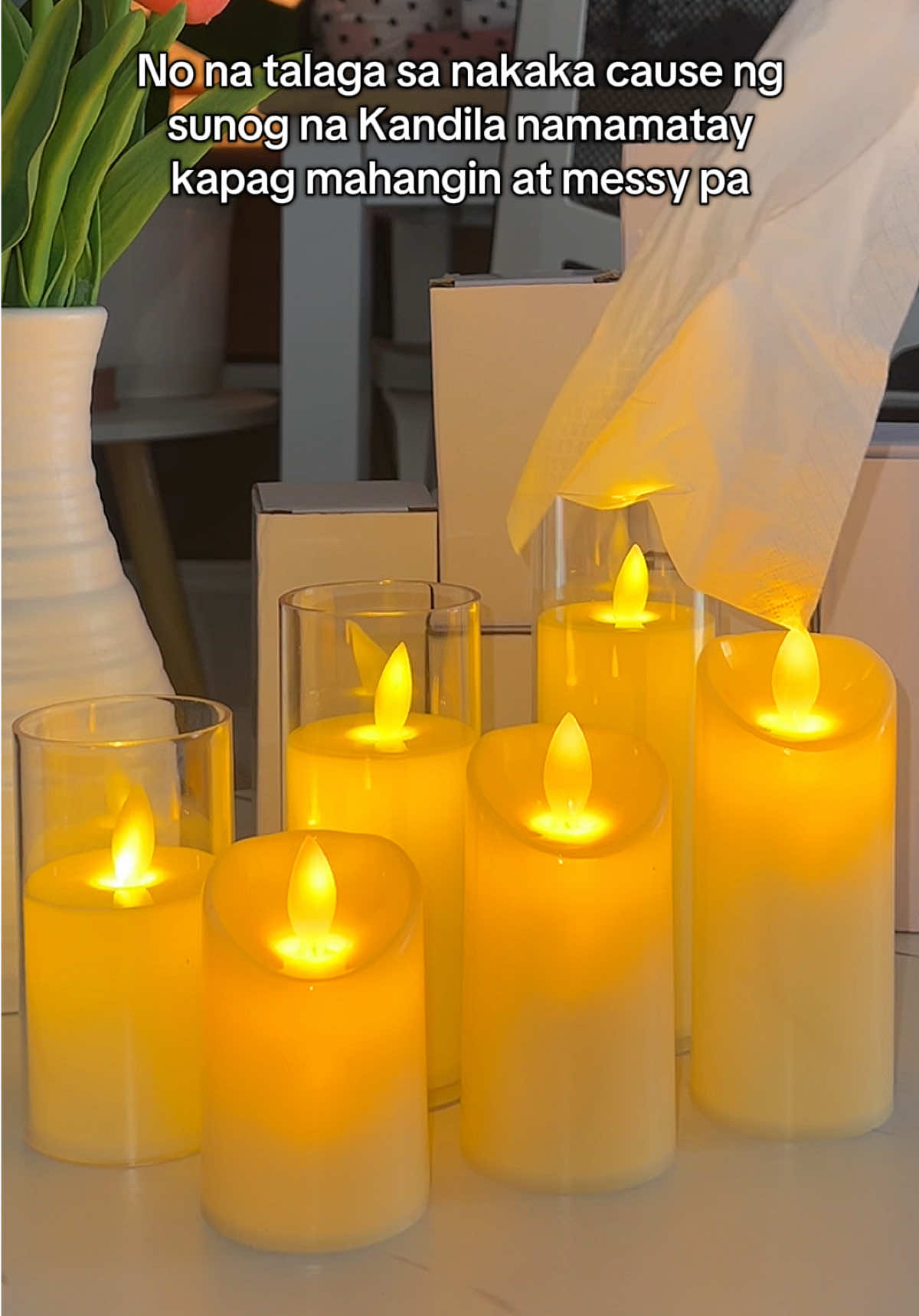 Mas maganda na to gamitin #windproofcandle #flamelesscandle #gravecandle #ledswingingcandle #ledcandle 