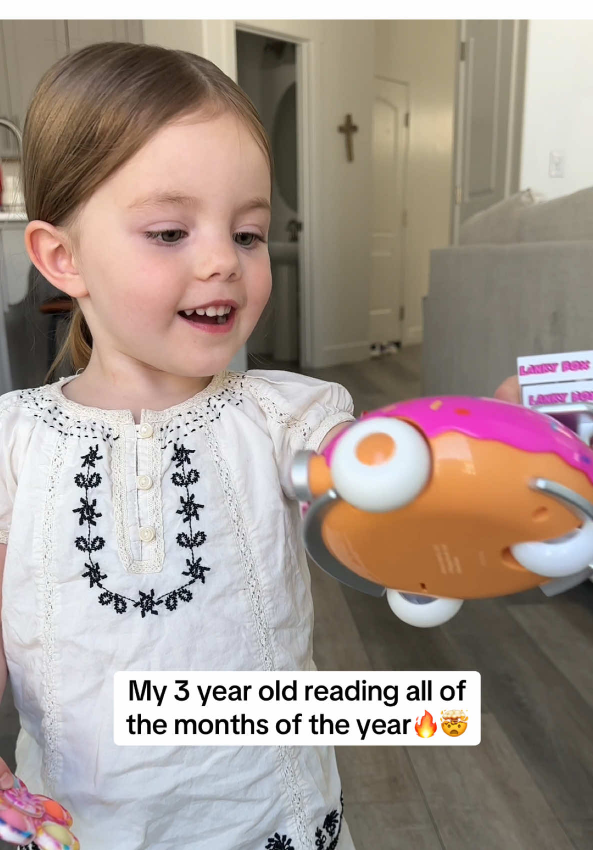 Should I try to get a video of her reading a chapter book or plain text words next, so you can see she’s not memorizing?👀 #toddler #gifted #3yearold #smartkids #toddlersoftiktok 