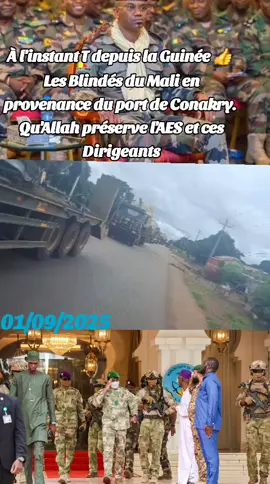 À l'instant T depuis la Guinée 👍 Les Blindés du Mali en provenance du port de Conakry.  Qu'Allah préserve l'AES et ces Dirigeants
