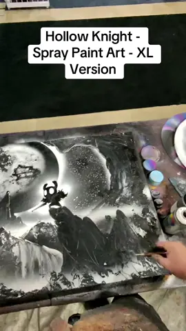 Since Silksong comes out in a few days I thought I’d revisit my hollow knight painting but make it bigger :). And yes I’ll be doing a Hornet one soon. #spraypaintart #fyp #hollowknight #painting #silksong    
