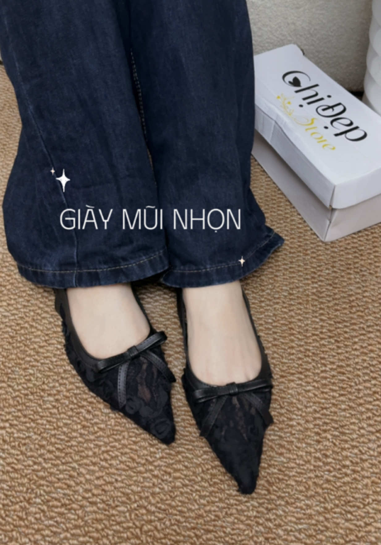 Giày mũi nhọn ren thêu hoa nổi 𝜗ৎ 🩰 #linhhriviu #chidepstore #giaymuinhon #giaydep #xuhuong 