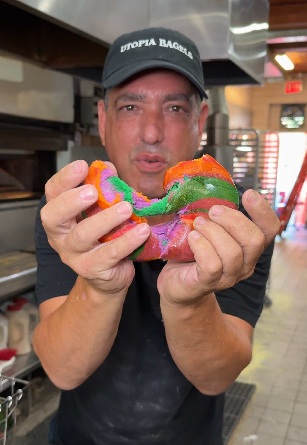 FRESH RAINBOW BAGEL #fyp #forupage #trending #nycfood 