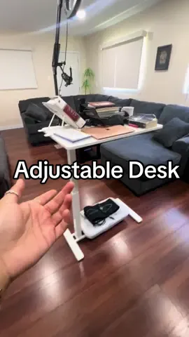 Replying to @Stephanie I almost got the one you have until I saw this one 😩 there’s also one that folds down so you can tilt it when working or tuck it away! #Desk #StandingDesk #AdjustableDesk #BedsideDesk #RollingDesk 