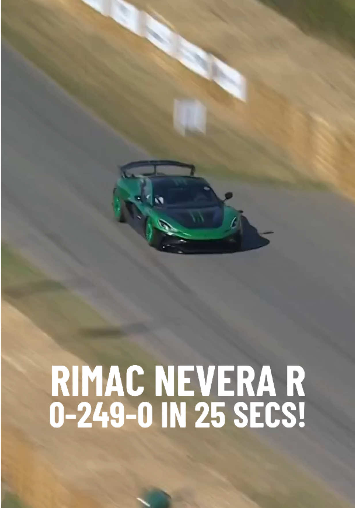 Does it get any more brutal than the #Rimac Nevara R? This all-electric #Hypercar houses four electric motors which combine to produce 2136PS - enough to not only breeze up the Goodwood Hill but also to accelerate from 0-249mph in just 25 secs! Was this run the fastest car you saw at #FOS 2025? 