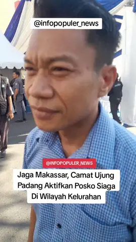 POPULERNEWS.ID, MAKASSAR – Camat Ujung Pandang, A Husni, menginstruksikan pengaktifan Posko Siaga di setiap kelurahan sebagai langkah antisipasi menjaga keamanan dan ketertiban, pasca kericuhan yang terjadi usai aksi demokrasi di kantor DPRD Makassar. A Husni menegaskan bahwa posko ini menjadi wadah koordinasi antara pemerintah setempat, aparat keamanan, dan masyarakat untuk mencegah potensi gangguan, terutama di titik-titik rawan. Salah satunya di kawasan Jalan Somba Opu, yang sementara diimbau untuk menutup aktivitas guna mengantisipasi potensi penjarahan. “Jaga Makassar, jaga rumahta, dan mari bersama-sama menolak tindakan anarkis. Saya harapkan warga Ujung Pandang tidak terpengaruh dengan hal-hal yang dapat merugikan kita semua,” tegasnya, Senin (1/9/2025). #Makassar #pyp #fypシ #infopopuler_news #JagaMakassarTa 