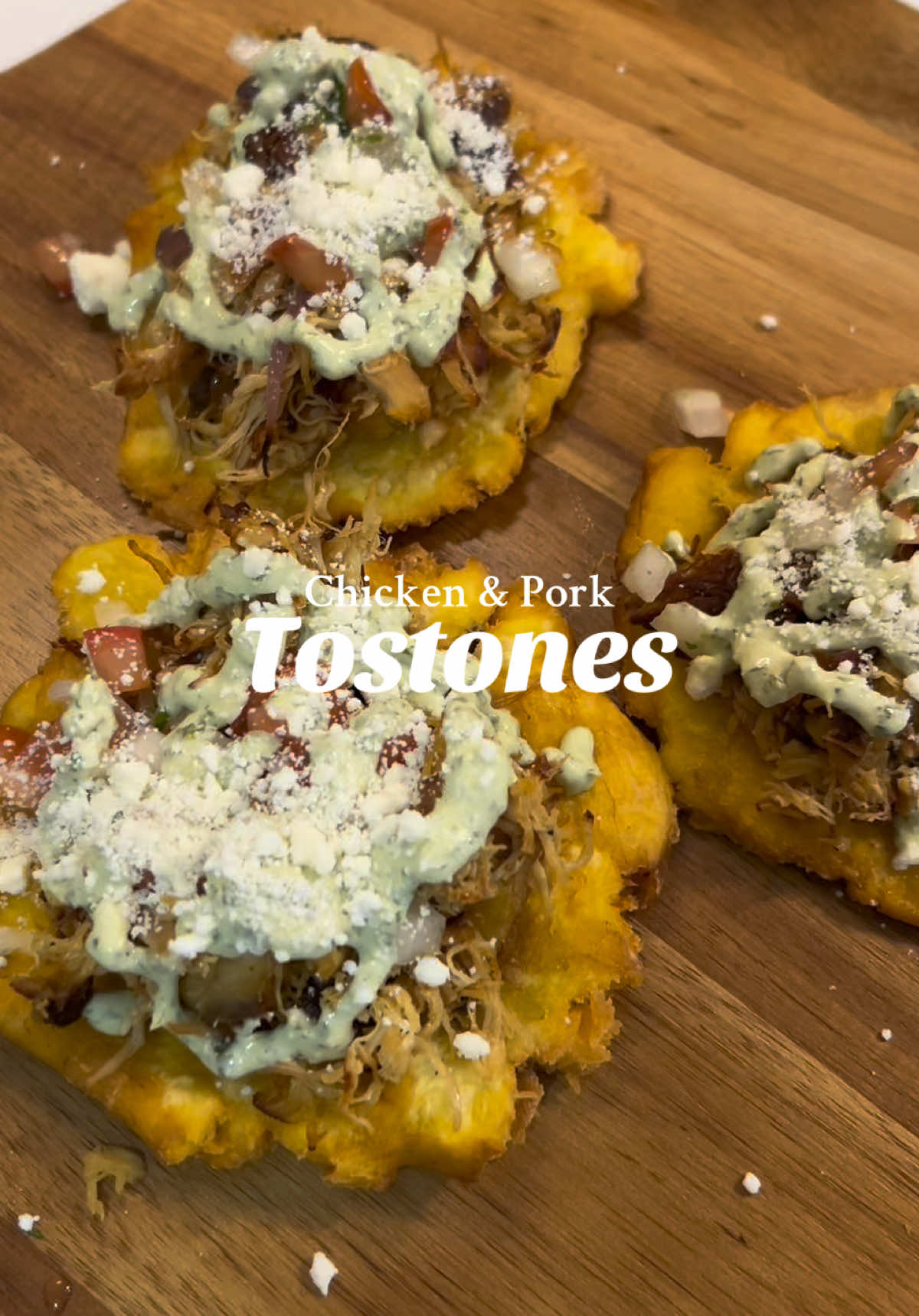 Leftover chicken and pork tostones with the toppings of your choice! 😋🍽️ #DinnerIdeas #tostones #chicken #pork #dinnerwithme 
