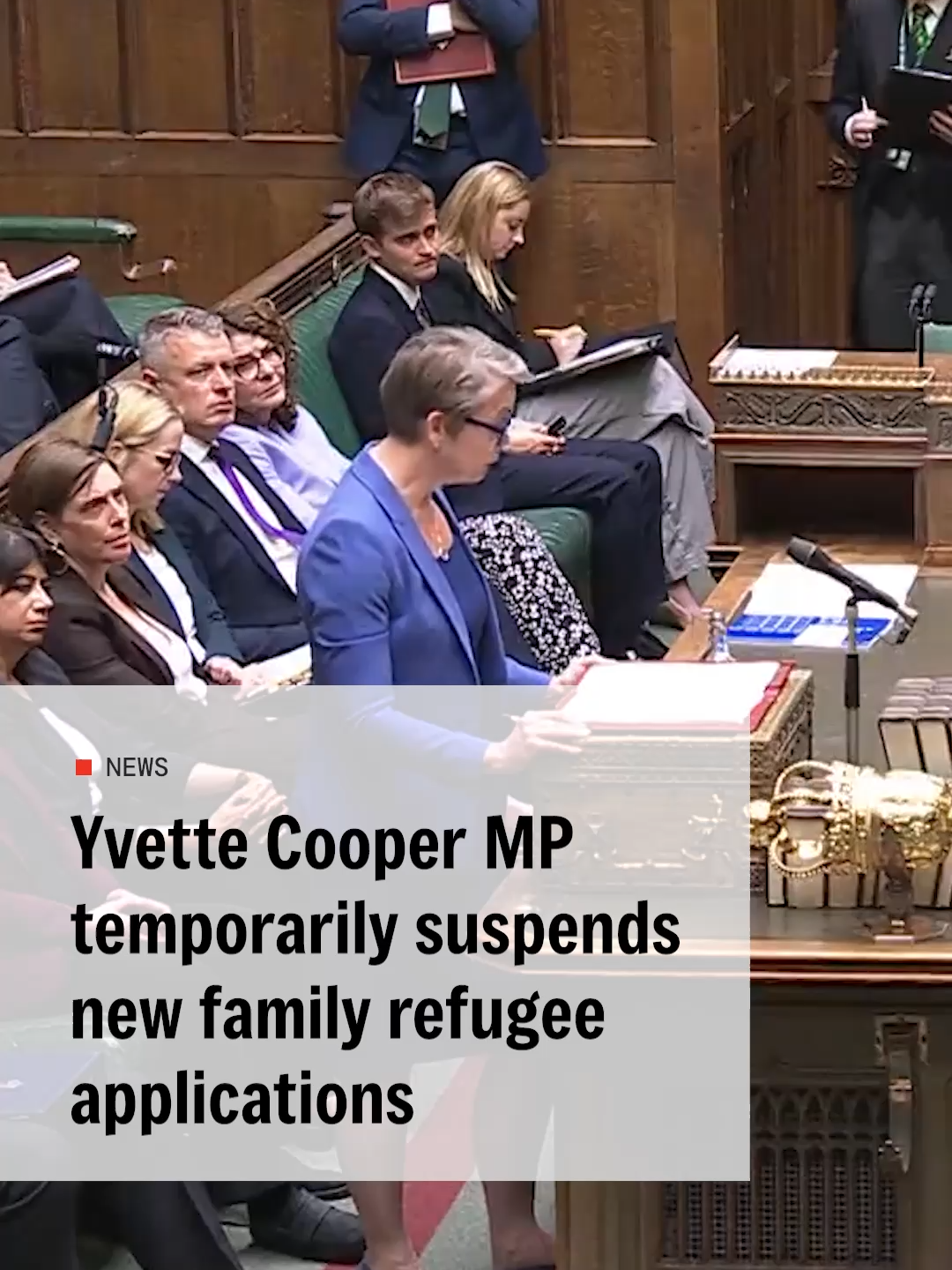 Yvette Cooper MP has announced that new applications from refugees’ family members will be temporarily suspended as she cracks down on migrants bringing relatives into Britain. This means those who apply now will do so under general immigration legislation rather than laws specific to refugees. The major shake-up will restrict when refugees can bring over their families, require them to have sufficient funds beforehand, and impose tougher English language requirements. It follows an increase in the number of refugees’ family members granted visas to come to the UK, from 4,300 in 2023 to 20,600 in the year up to March, adding to a migrant housing crisis that has provoked nationwide protests. #Immigration #Asylum #Migranthotel #UKNews #politics