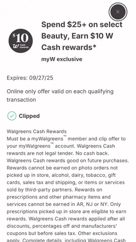 Walgreens select beauty items spend $25 or more get $10 WCR ONLINE ONLY 8/31 - 9/6 ➡️ Use code MYWAG20 for an additional 20% off  #walgreens #walgreenscouponing #onlineshopping #vegascouponer #cosmetics 