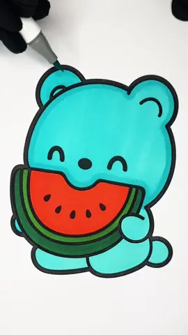 Coloring 🍉🐻 ASMR  #colourwithme #relaxingvideos #colourtherepy #satisfyingcoloring #coloring 