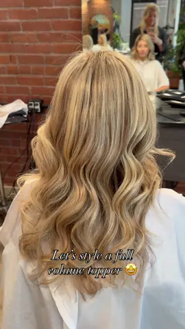 Our client is wearing a 12–18” full volume hair topper in the shade Giselle, which on its own is pure magic! But with a quick touch from the TYME 1.25