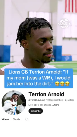 Lions CB Terrion Arnold: “If my mom (was a receiver), I would jam her into the dirt.” Would you feel badly? “No.” 😭😭 Check out my new YouTube channel, 