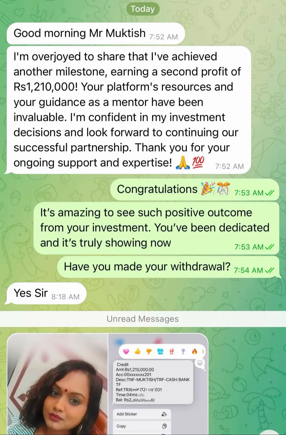 Congratulations ma'am ,I told you in the first place you just have to trust the process and you will make it. Congratulations once again keep investing and keep earning...🎉👏 Thanks 💖 for your wonderful feedback 🥰✅ Never give up on trading 💯💯 #business #money #enterpreneur #career #motivation #creole #mauritius #mauritius🇲🇺 