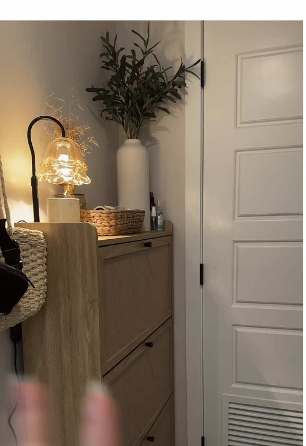 Love this shoe container 🤍 #shoestorage #entrywaydecor #entrywaytable 