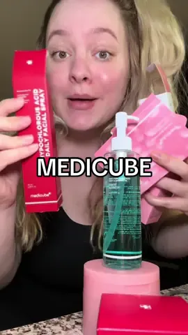 Medicube glow in a week bundle! #medicube @medicube global #koreanskincare Korean skincare bundle by medicube, whipped mask, pdrn skincare serums collagen toning masks glowing skin skincare for woman middle aged 