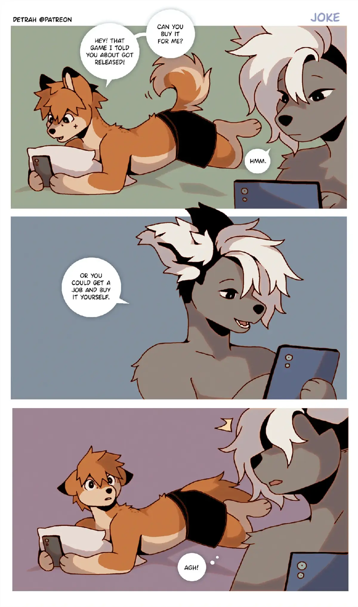 It's a reupload! Please forgive me!  I hated how the previous one looked on my profile ok, lol. That white emptiness.. Ugly... So from now on the minicomic previews fill feature one full page! I hope the extra panel makes up for you having to look at this a second time.  You can read the second page & watch Venti squirm over at Patreon! Link is in my bio. There's also a new comic there, actually. I'll show a preview for that later, I'll give you a break.