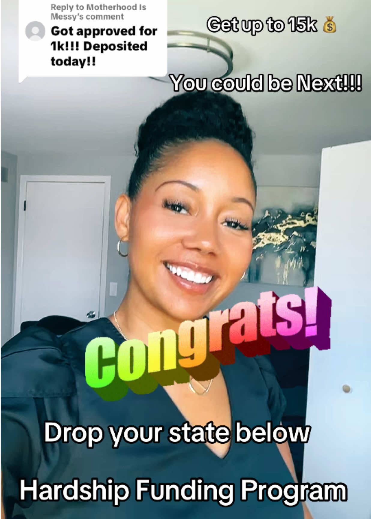 Replying to @Motherhood Is Messy 🎉 Congratulations on your approval — and thank you for coming back to let us know! If you’re in a hardship and need help with rent, bills, a trip, or even a business, you could be next. 👉 Just select “Other” as your reason, then drop your state below and come back to tell me if you get approved! 💸 #personalfunds #emergencyfunds  #approved #preapproved #renthelp 