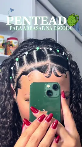 Inspiração de penteado com liguinha 💚 • Gelatina definição intensa da @Salon Line  #penteados #liguinha #cacheadas #foryou 