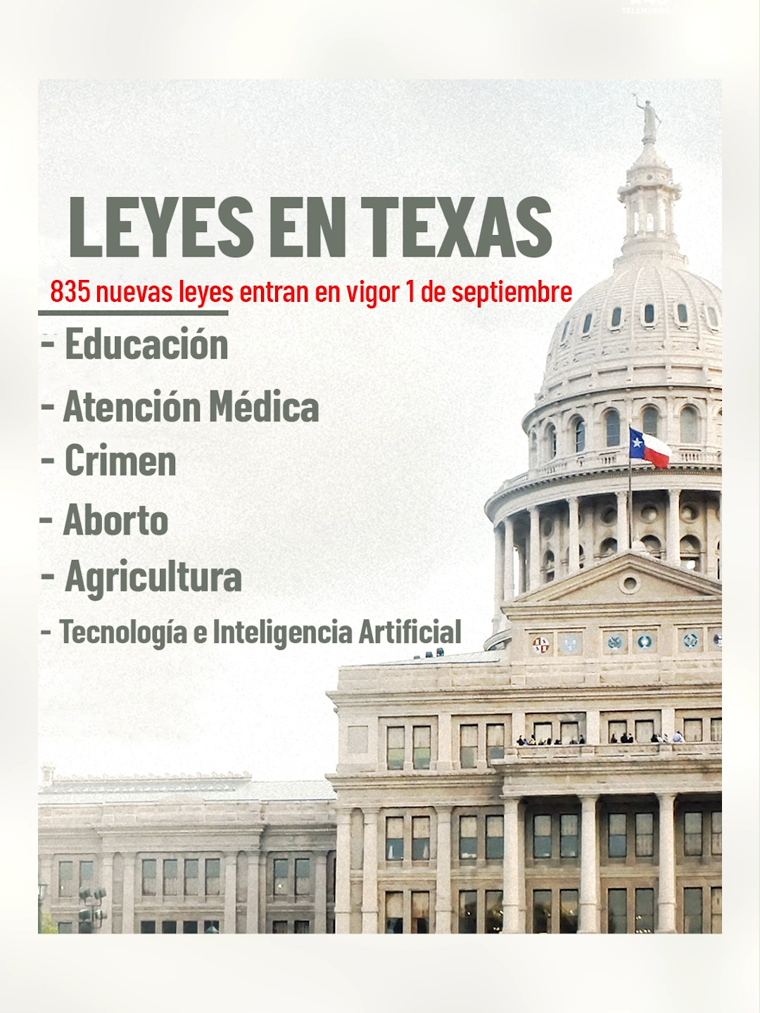 Hoy entran en vigor 835 nuevas leyes en Texas #telemundo40 #noticiastiktok