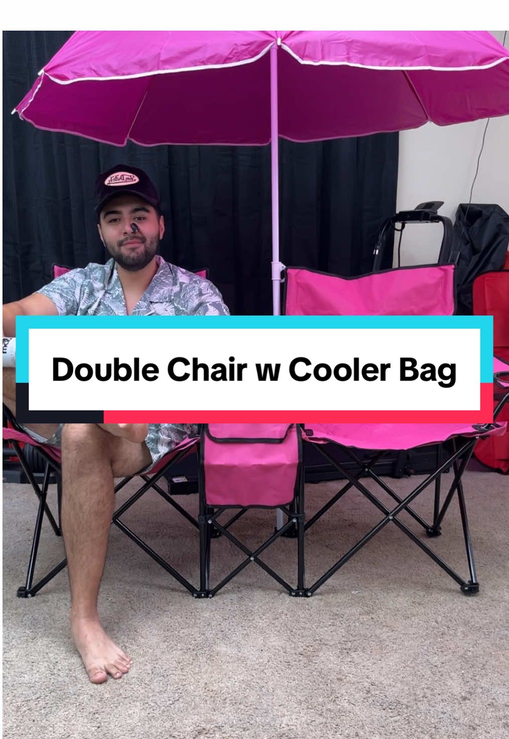 Double portable folding chairs with cooler bag #foldingchair #doublechair #christmasgiftideas #tiktokshopcreatorpicks 