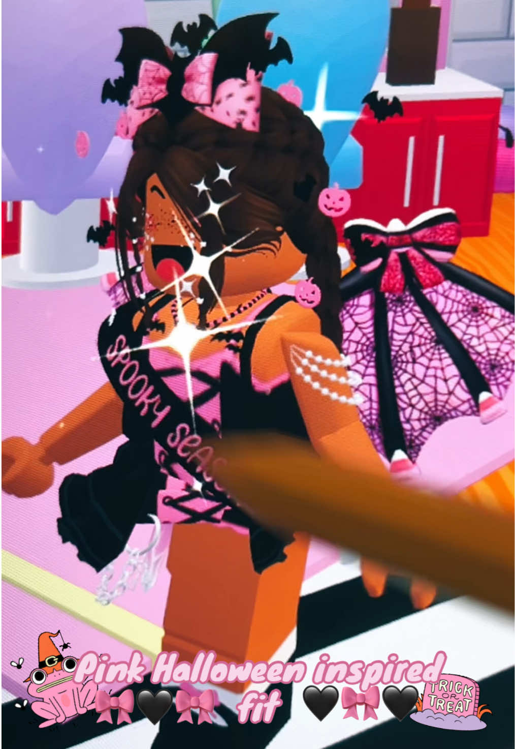 Credits to @.glxmxokimmy Pink Halloween inspired fit! #adoptme #preppypink #halloween #preppyadoptme 