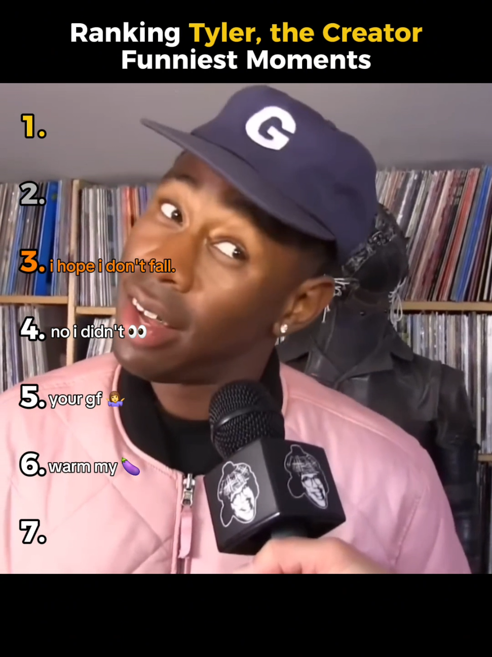 Ranking Tyler, the Creator Funniest Moments. #ranking #foryou #tylerthecreator #bestmoments #rap  uh I'm not finished, Esmeralda calm down, I'M AN EAGLE, i hope i don't fall, Tyler The Creator Esmeralda Reunite, TylerTheCreator.