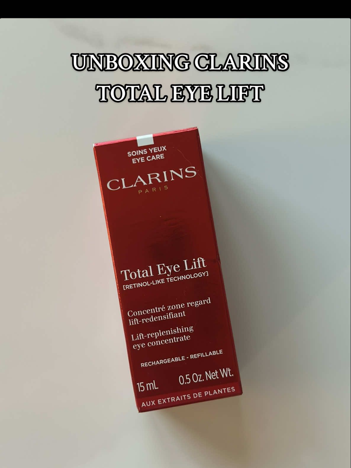 Today I’m opening the Clarins Total Eye Lift. This is an eye concentrate formulated with retinol-like harungana extract and plant-based ingredients designed to target fine lines, puffiness, and dark circles. The texture is known to be silky and lightweight, which makes it suitable for both morning under makeup and evening use. What’s interesting is that Clarins claims you can see a visible lifting effect in as little as 30 seconds. Since this is just my first impression and box opening, I’ll be testing this over the next several weeks. Once I finish the bottle, I’ll give you a full update on real results and how it performed long-term on hydration, firmness, and overall eye contour.  @Clarins USA ❤️ #fyp #skincare #viraltiktok 