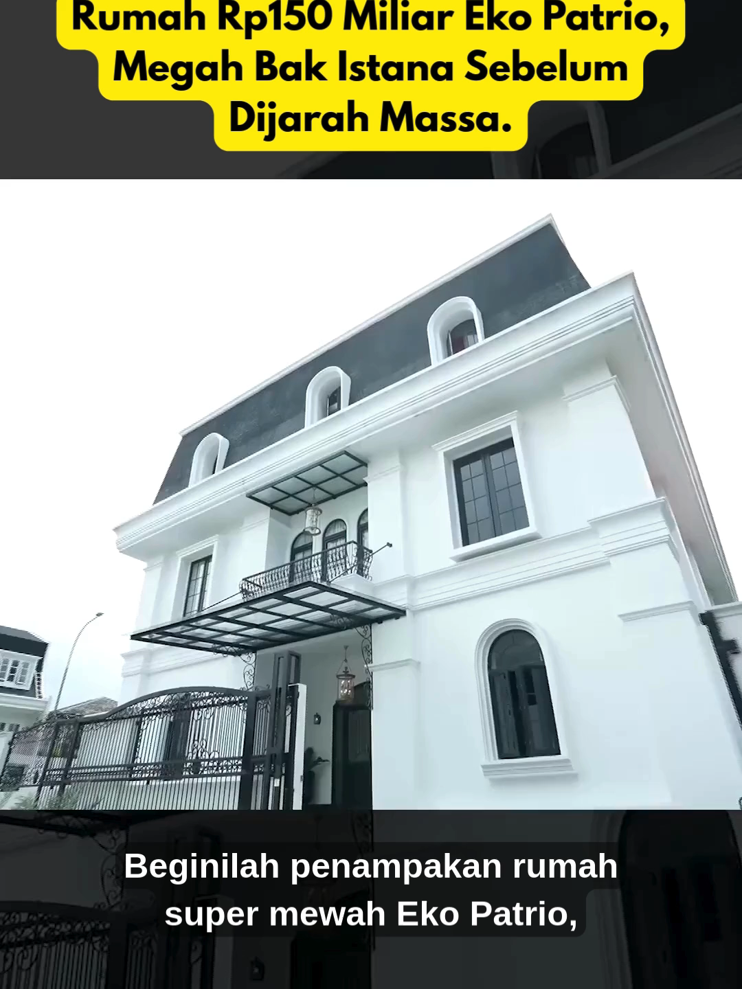 Rumah Rp150 Miliar Eko Patrio, Megah Bak Istana Sebelum Dijarah Massa. Beginilah penampakan rumah super mewah Eko Patrio, komedian senior yang kini juga dikenal sebagai politikus. Nilainya ditaksir mencapai Rp150 miliar, berdiri di atas lahan 900 meter persegi. Fasadnya megah, disebut mirip Istana Bogor versi modern. Di dalamnya, lantai marmer mahal, dinding onyx bercahaya, hingga musala elegan yang ditempatkan di depan rumah. Ruang makan dengan meja 6 meter, lift transparan anti-macet, hingga rooftop lantai 4 dengan kolam renang kaca transparan, semua jadi bukti kemewahan. Eko bahkan punya studio musik, galeri Lego ratusan set, dan ruang luas untuk keluarga maupun komunitas. Namun di balik semua kemegahan itu, rumah ini kini ramai diperbincangkan, karena konon sempat jadi sasaran penjarahan massa. Benarkah istana mewah senilai 150 miliar ini masih berdiri kokoh seperti dulu?