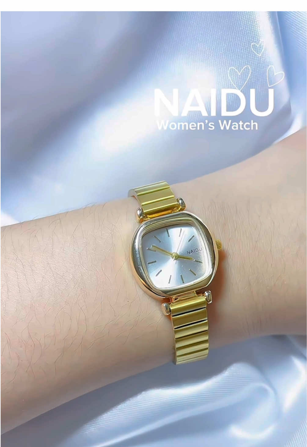looking for an affordable and elegant looking watch??? try this Naidu sunlit golden petite square watch. Non-faded and adjustable. #fyp #womenswatch 