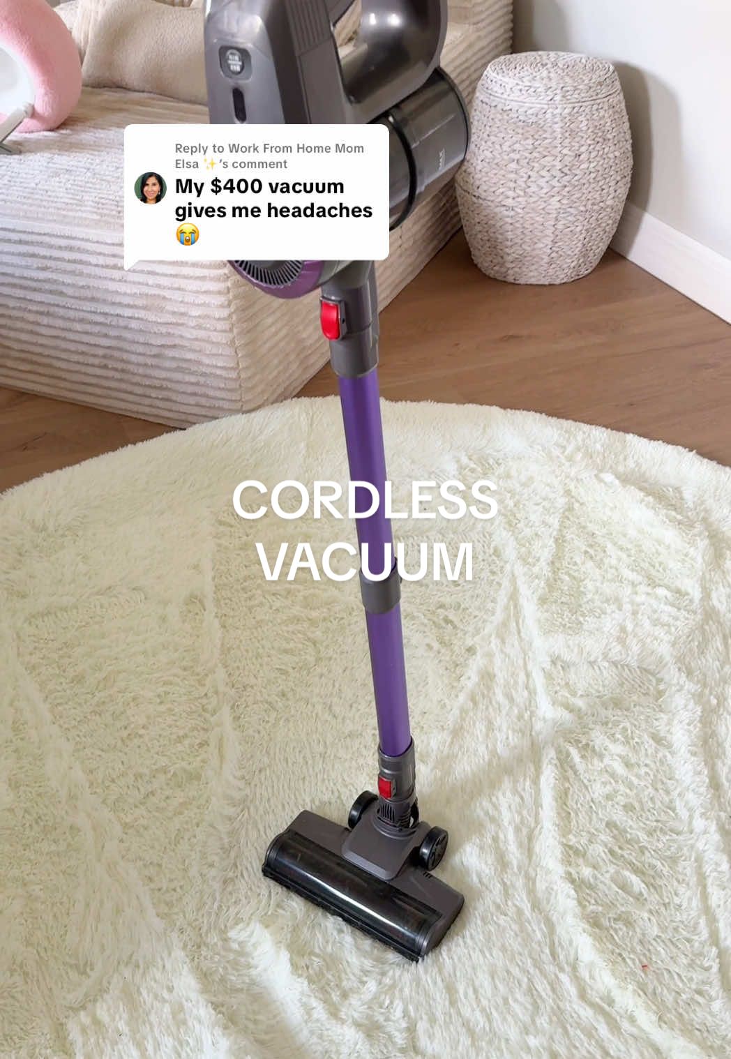 Replying to @Work From Home Mom Elsa ✨ I love this vacuum!!!! 🙌🏻🙌🏻 the suction is insane! No fallout and lasts so long on a charge! #cordlessvacuum #vacuum #tiktokshopdeals 