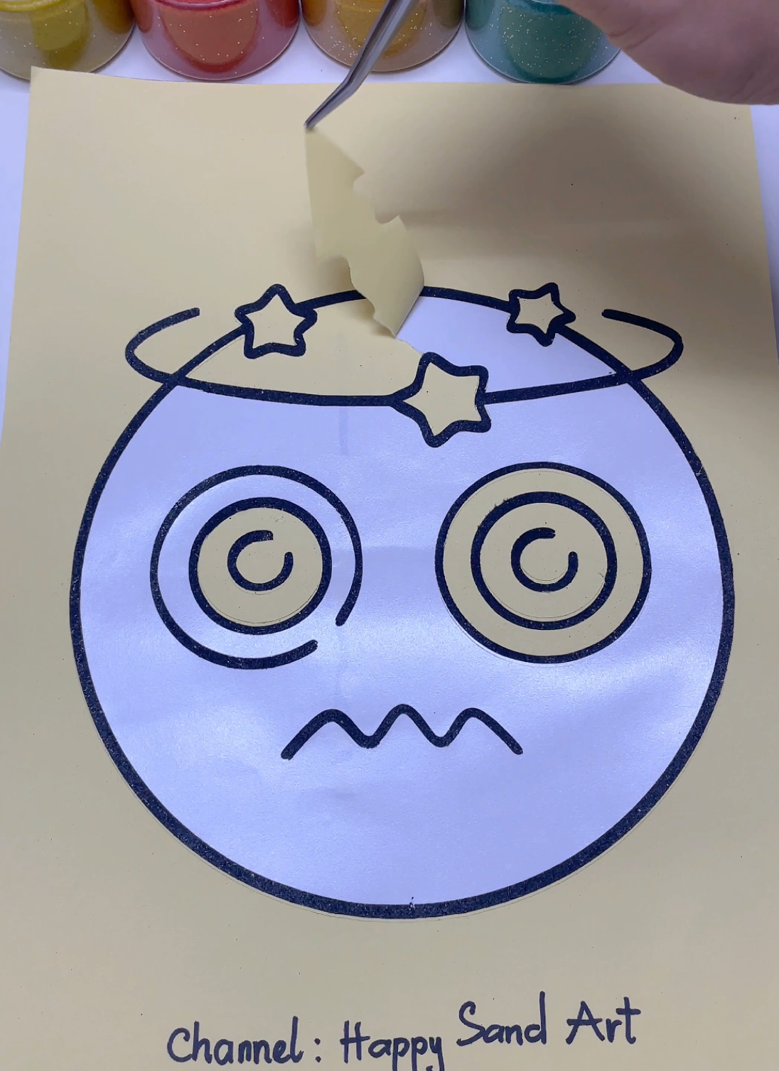 😵‍💫Funny DIZZY Emoji Sand Painting #sandpainting #satisfying #usa #fyp #happysandart