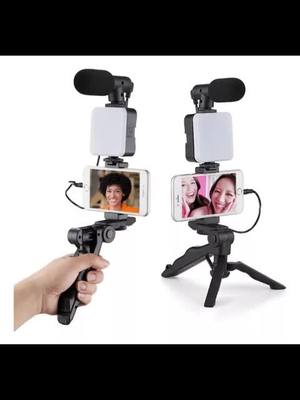 Tripe Celular Estabilizador Luz Led C/ Microfone Gravacao